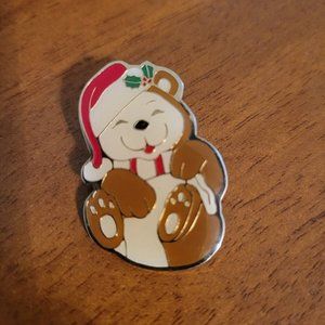 Vintage Teddy Bear Brooch Christmas Holiday Enamel Resin